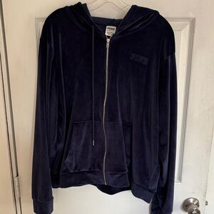 PINK Victoria's Secret Dark Blue Velour Hoodie